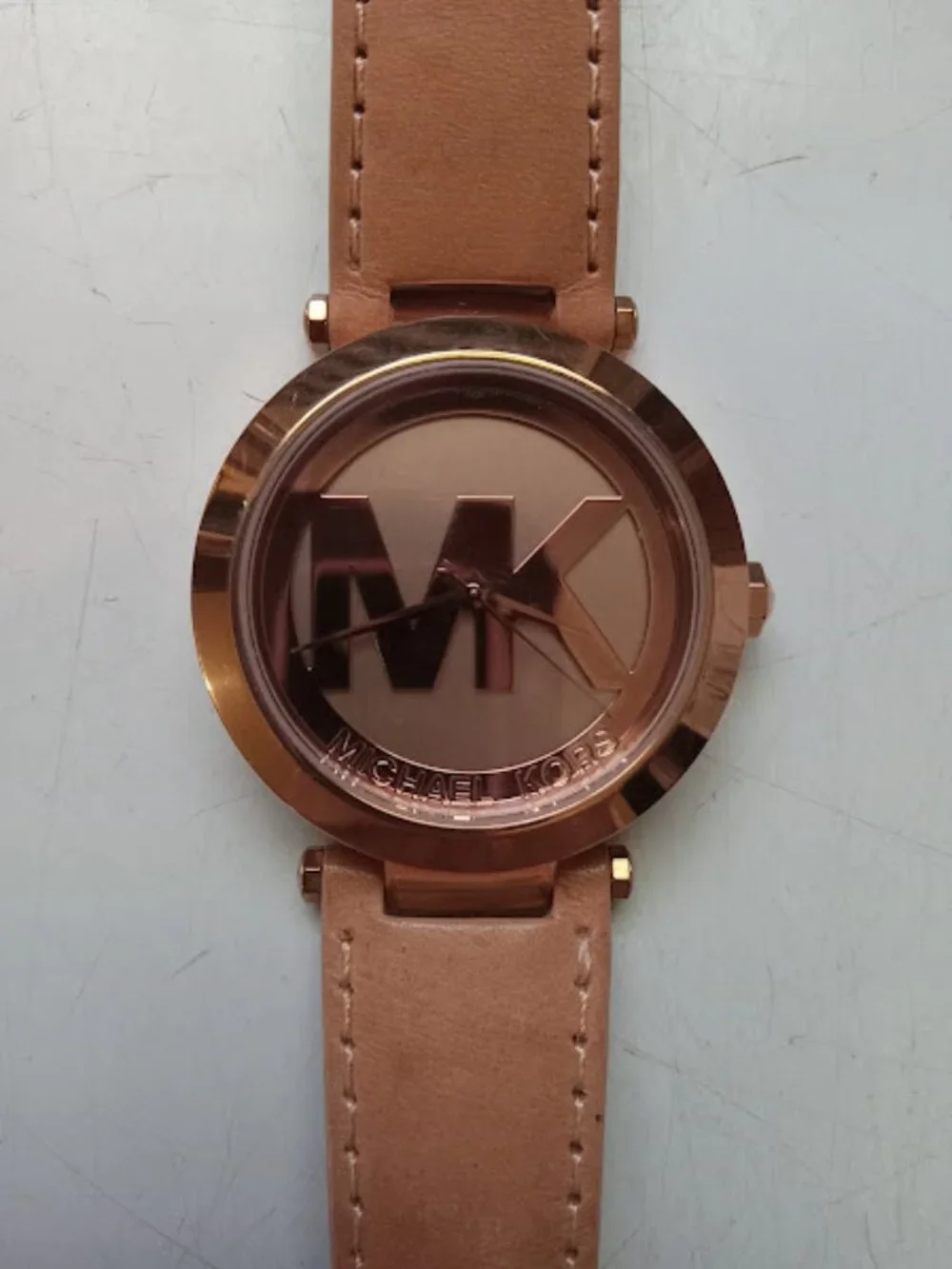 Michael Kors MK2399 Rose Gold Leather Band Watch- Needs Battery